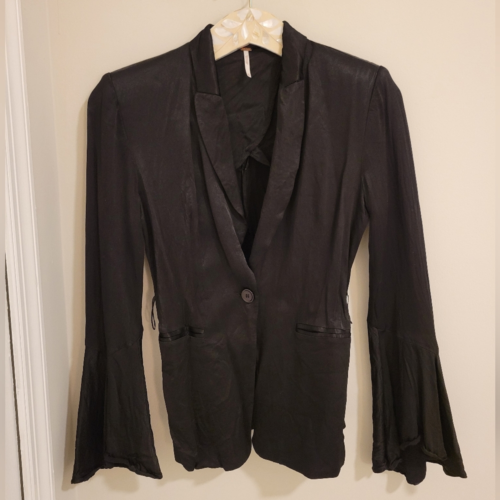 Free People Satin Wrap Blazer